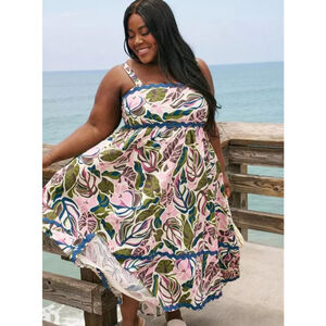 Torrid Belle Isle Maxi Babydoll Poplin Dress Size L (0X) NWOT